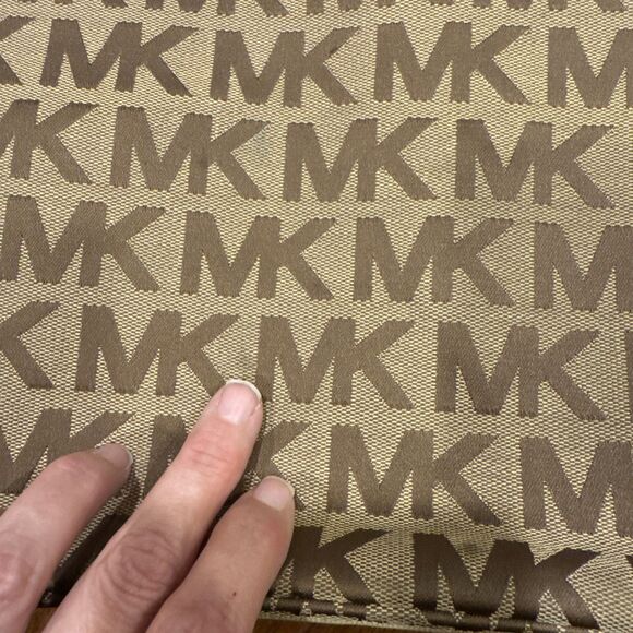 Michael Kors Signature Monogram Tote Handbag Satchel Shoulder Bag Light Brown - Picture 9 of 9